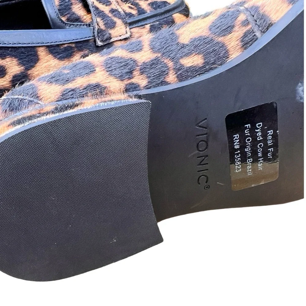 NWOB $139 Vionic Womens Sellah Calf Hair Animal Print Loafers - Picture 6 of 10